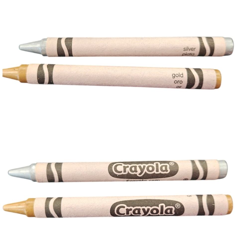 Metallic Crayola Crayon Lot of 2 Gold and Silver Shimmer Art Supplies